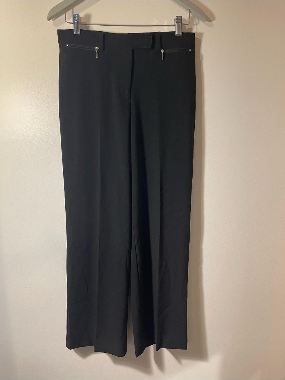 S.C. & Co. Black Zipper Pocket High Rise Wide Leg Dress Pants 8p
